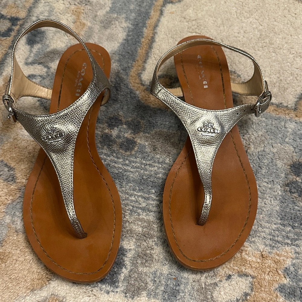 Coach Metallic Silver Women's Sandals